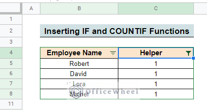 filter unique values from the dataset